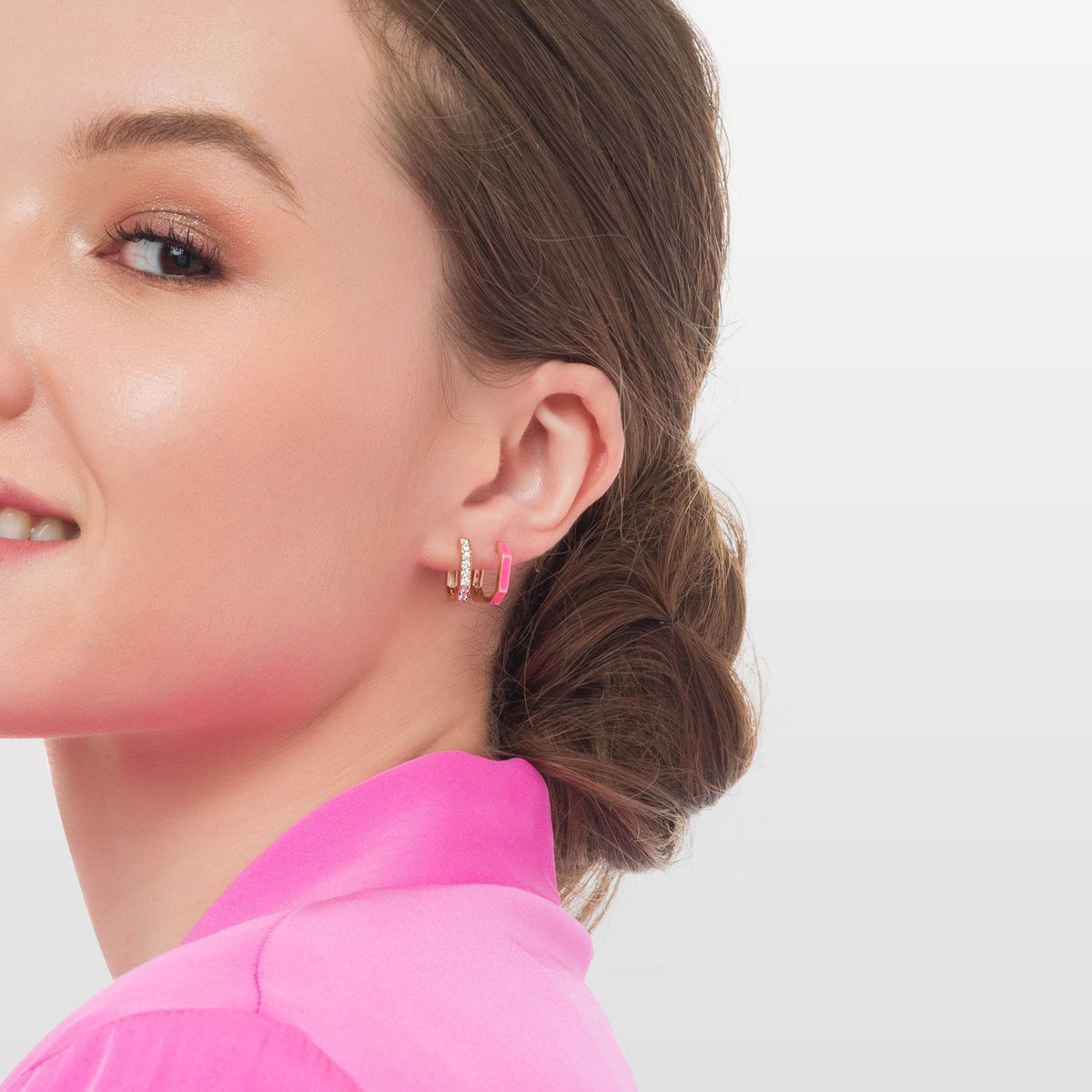 Whatever Diamond & Enamel Hoops