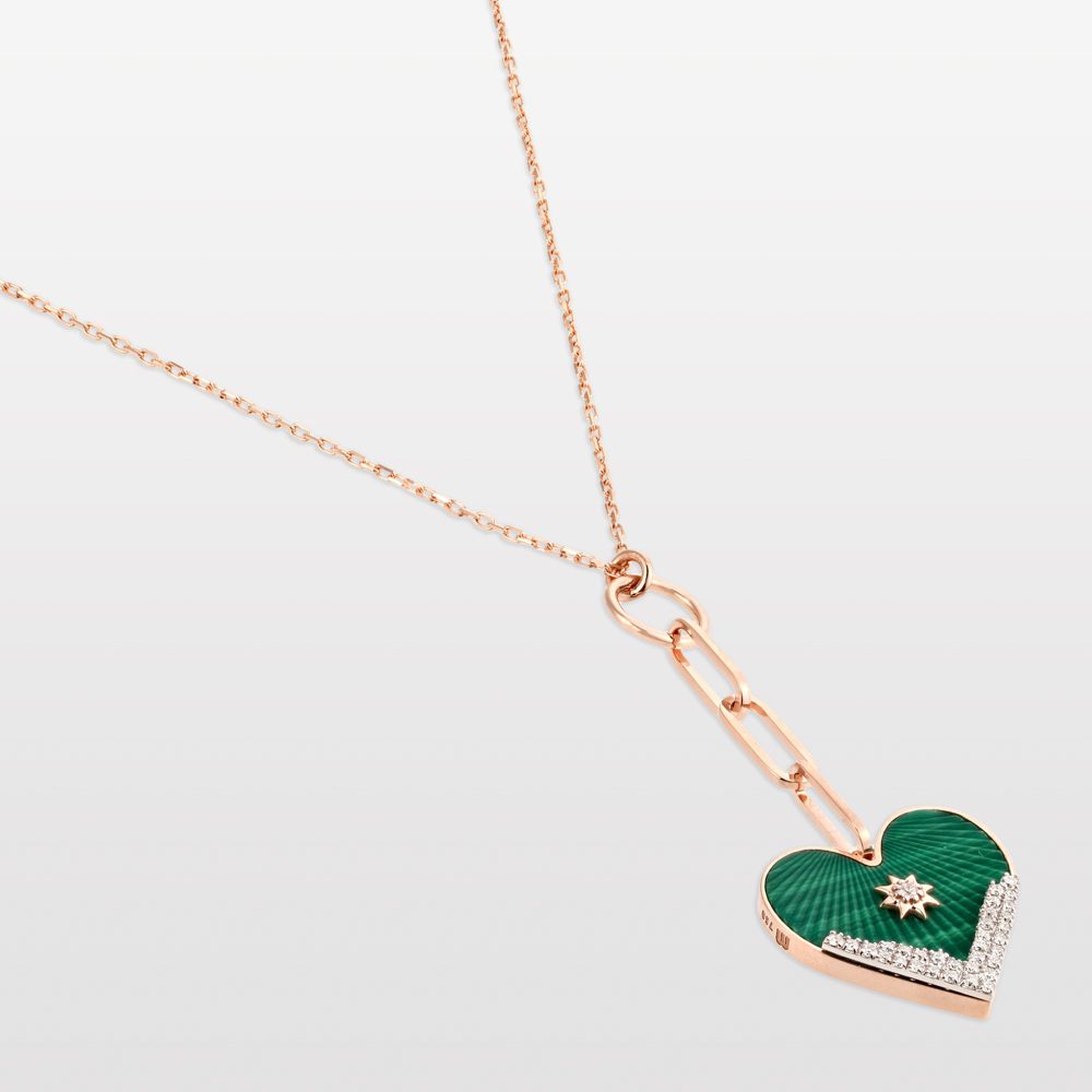 Heart Coded Necklace with Malachite