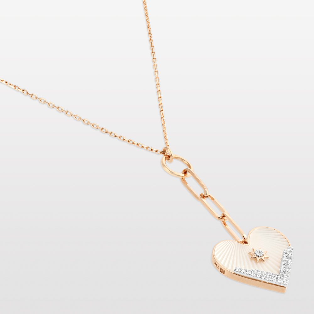 Heart Coded Necklace with Mother of Pearl