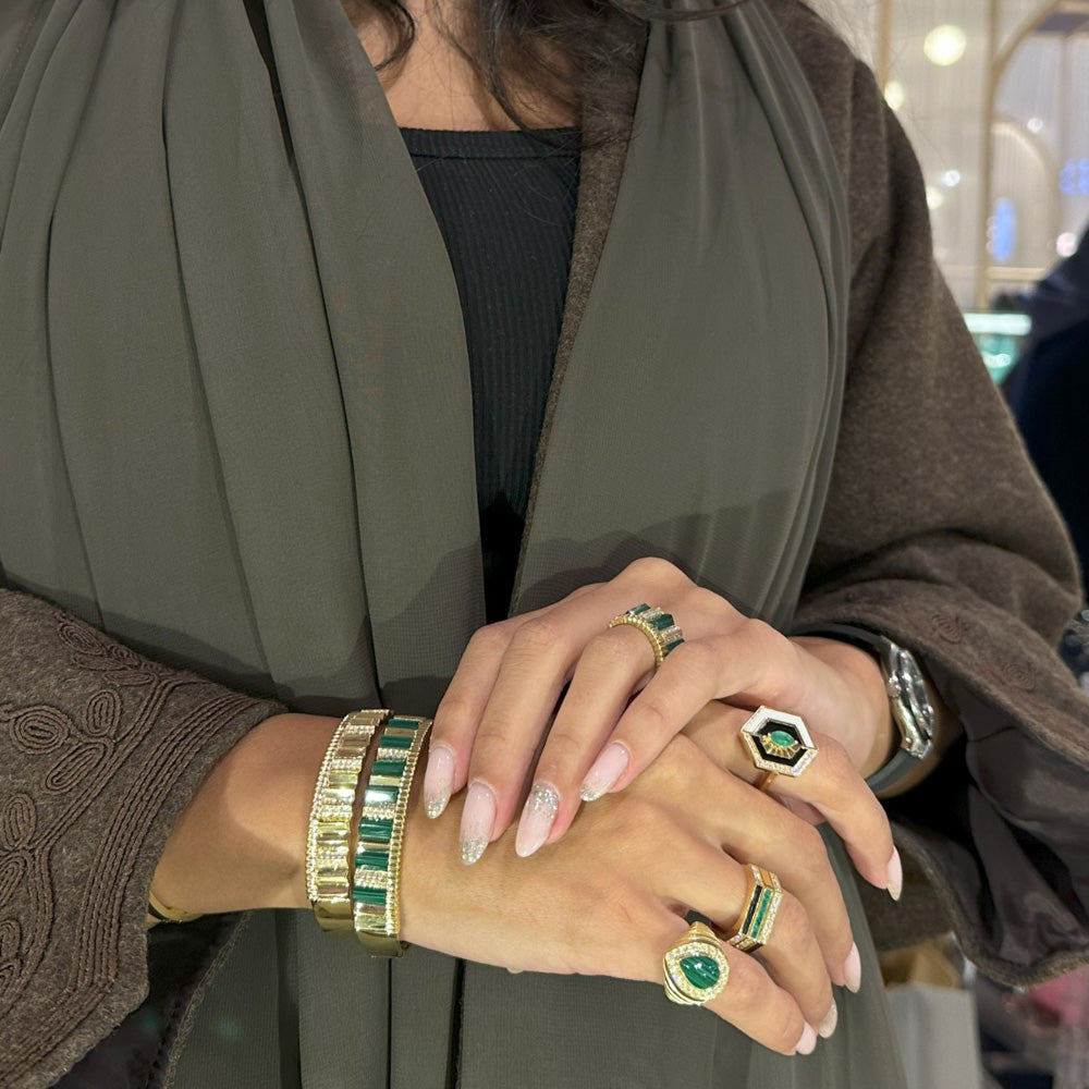 Urban Wide Malachite Bangle