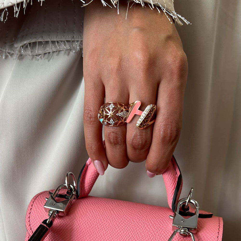 Retro Diamond Letter Ring