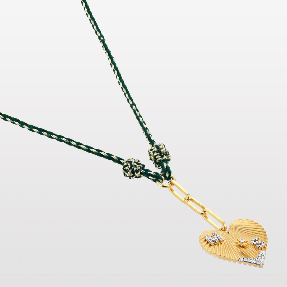 Two Letter Heart Coded Thread Necklace