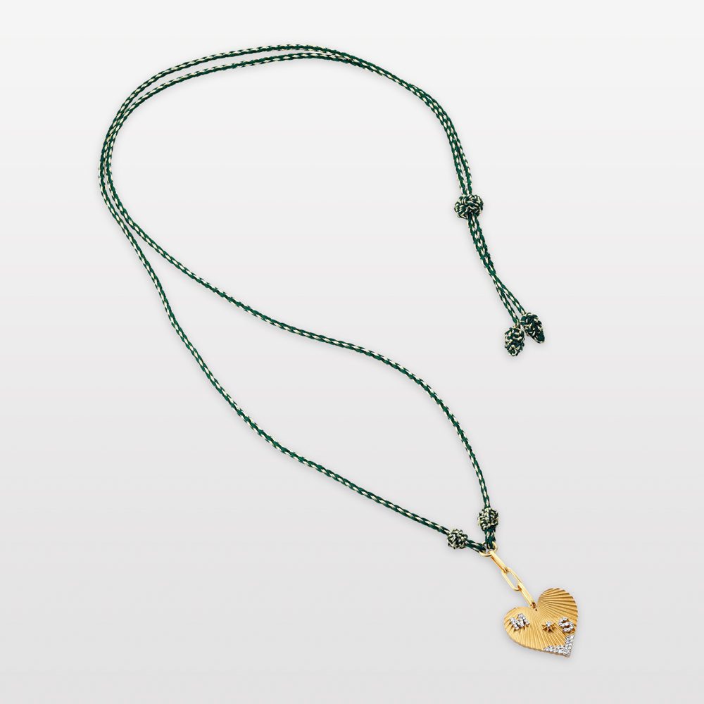 Two Letter Heart Coded Thread Necklace
