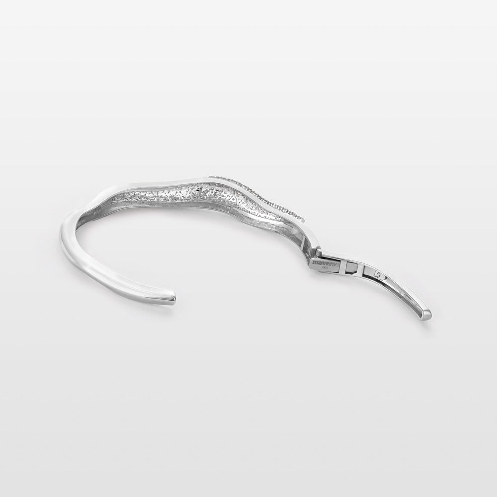 Wave Diamond & Green Enamel Bangle