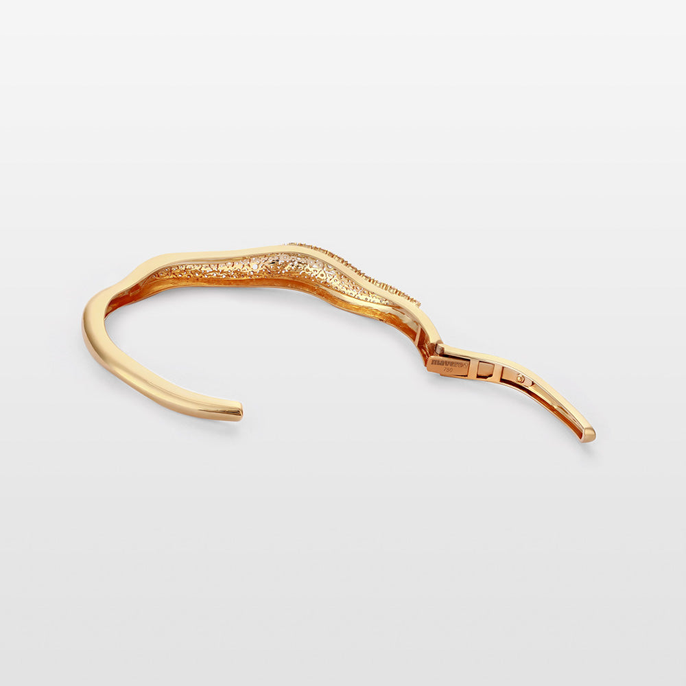 Wave Diamond & Green Enamel Bangle