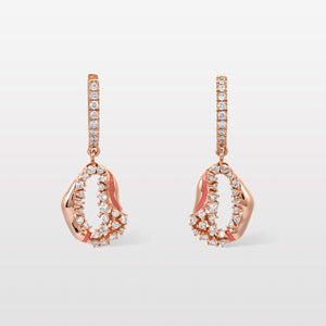 Waves Diamond & Coral Enamel Hoops