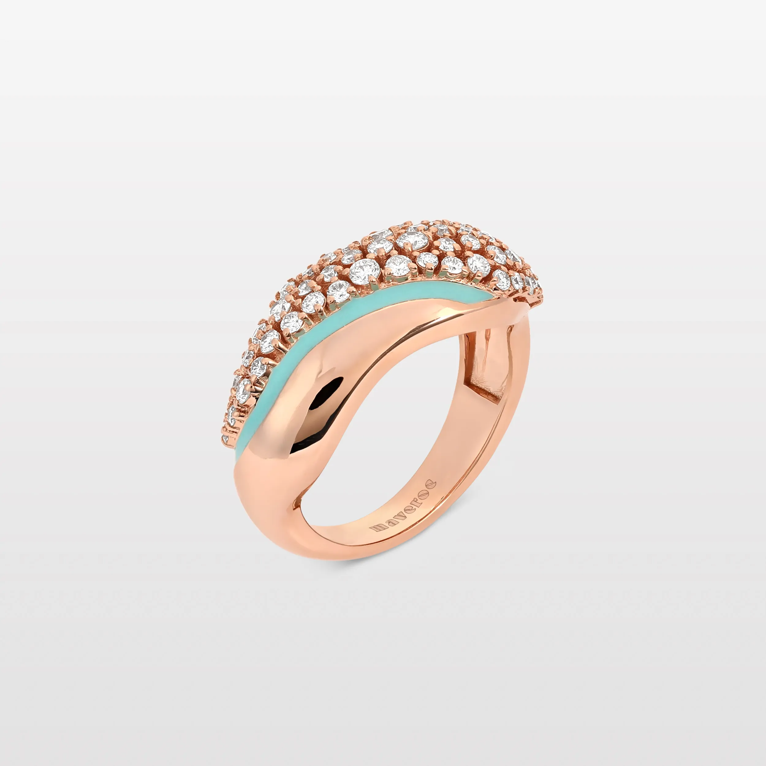 Waves Diamond & Turquoise Enamel Ring