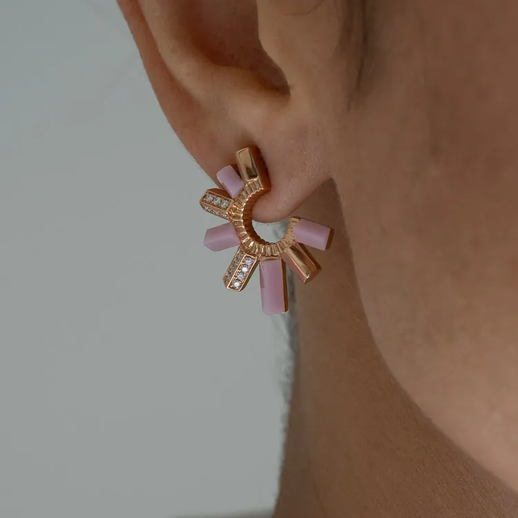 Urban Fan Pink Coral Earrings
