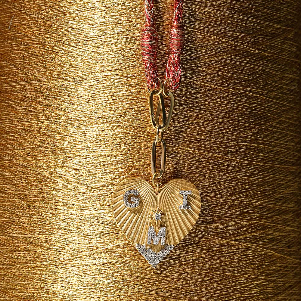 Three Letter Heart Coded Thread Necklace – 2cm