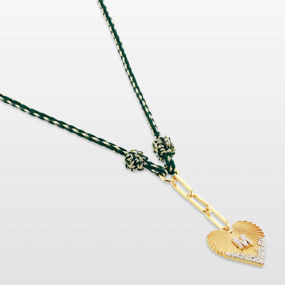 One Letter Heart Coded Thread Necklace