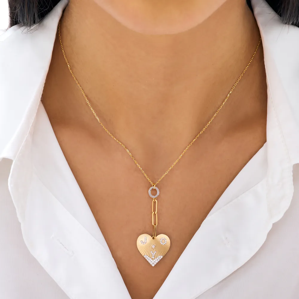 Three Letter Heart Coded Chain Necklace