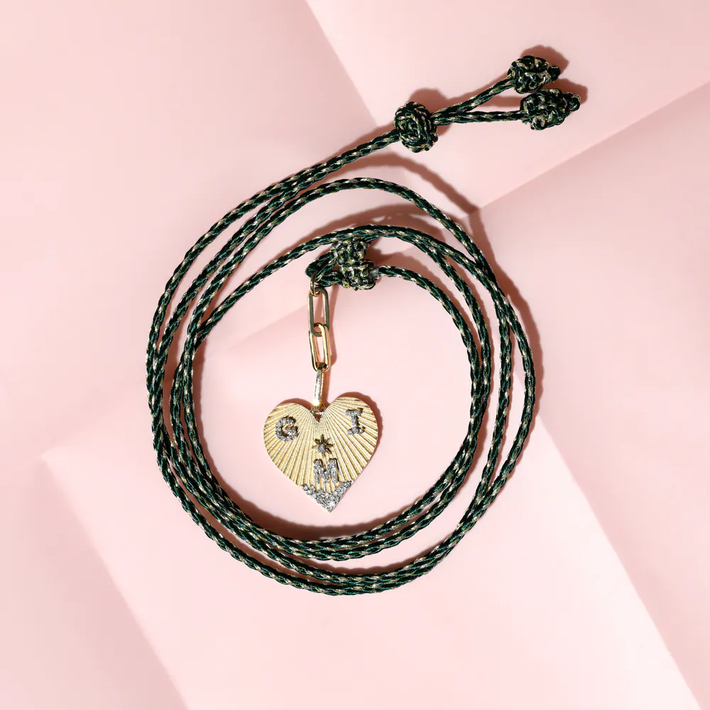 Three Letter Heart Coded Thread Necklace