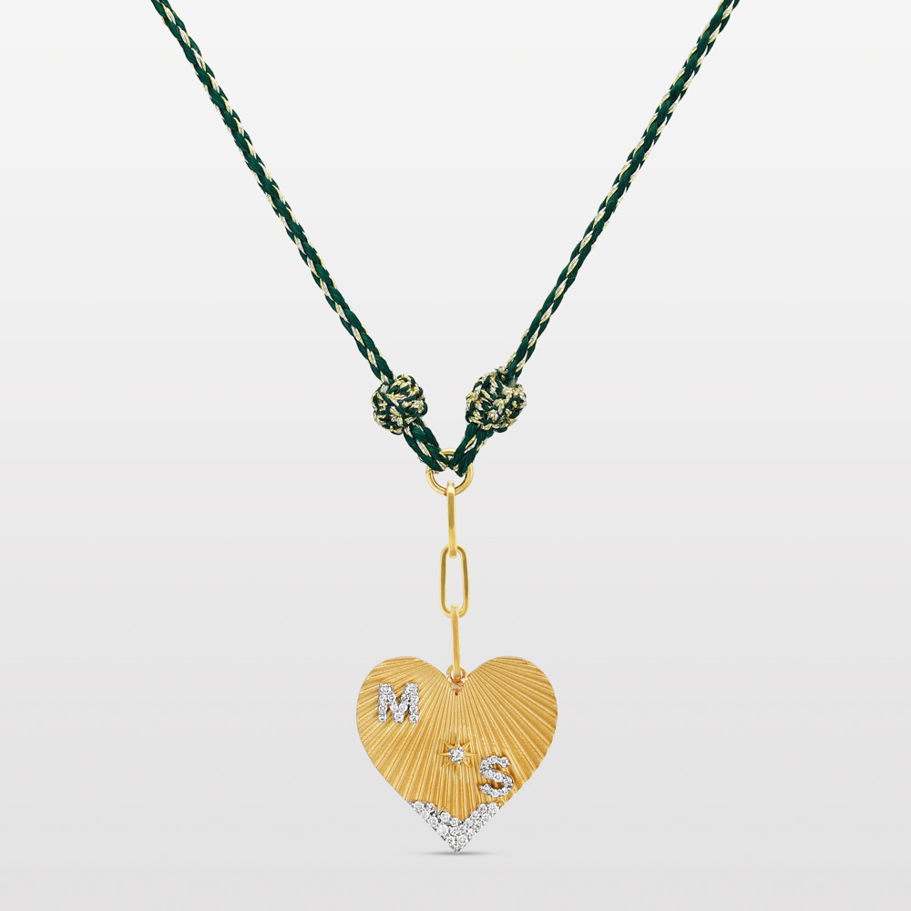 Two Letter Heart Coded Thread Necklace