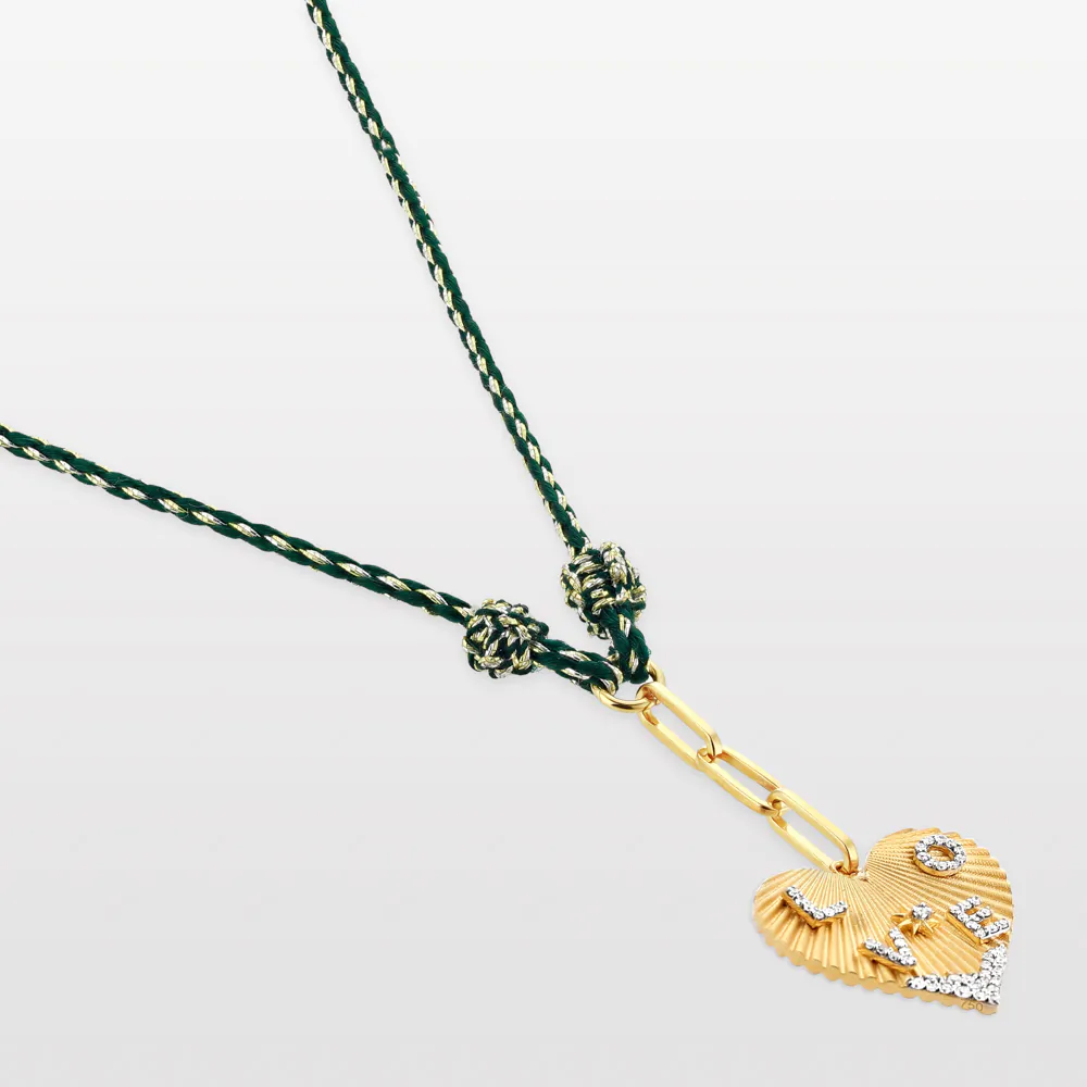Four Letter Heart Coded Thread Necklace