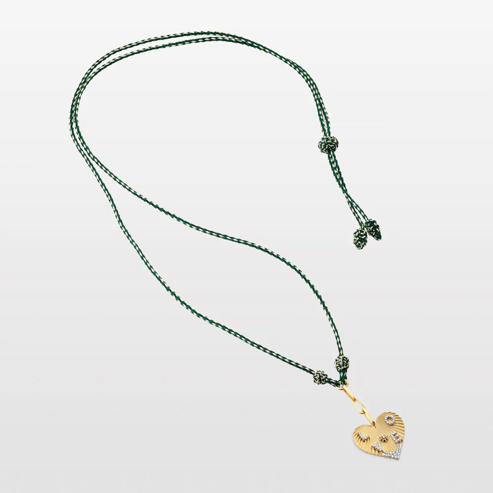 Four Letter Heart Coded Thread Necklace