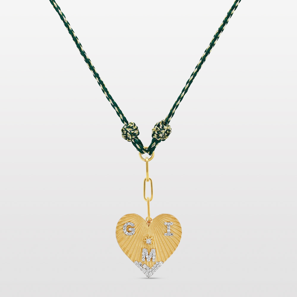 Three Letter Heart Coded Thread Necklace