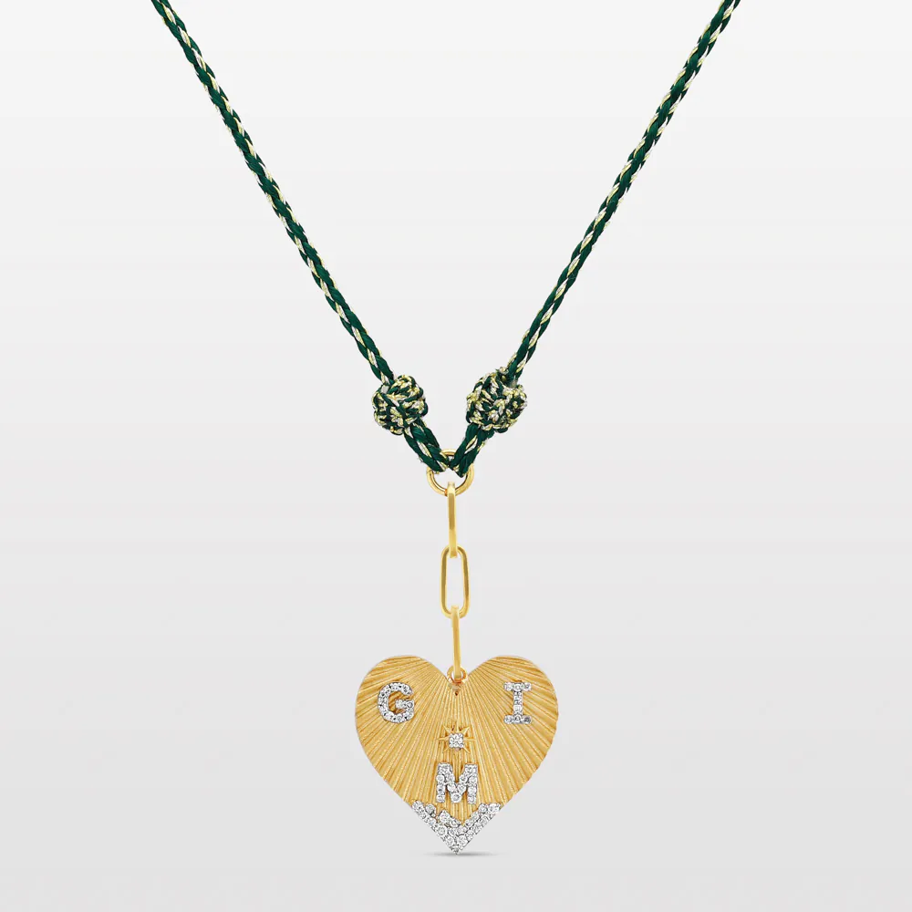 Three Letter Heart Coded Thread Necklace