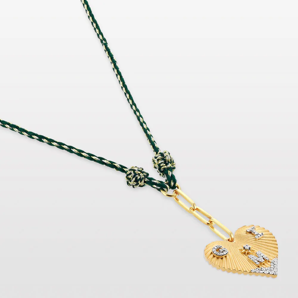 Three Letter Heart Coded Thread Necklace