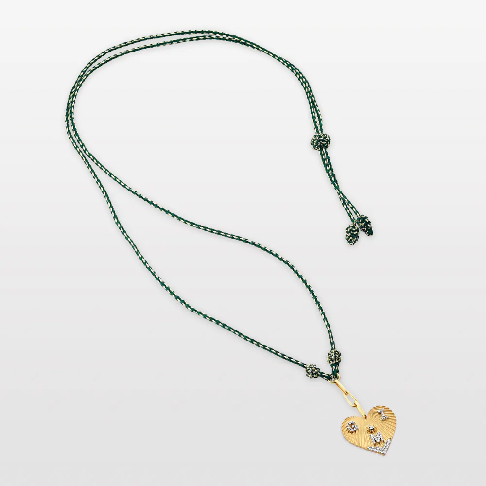 Three Letter Heart Coded Thread Necklace