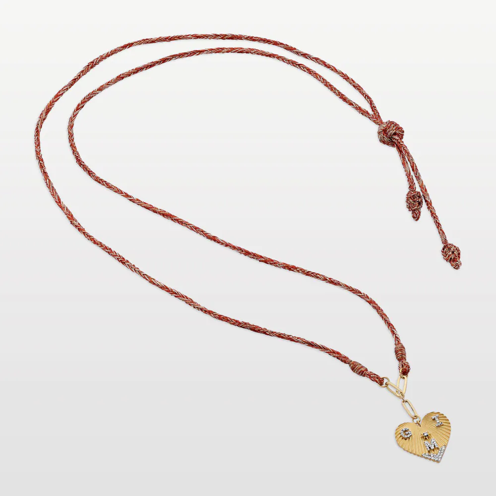 Three Letter Heart Coded Thread Necklace – 2cm