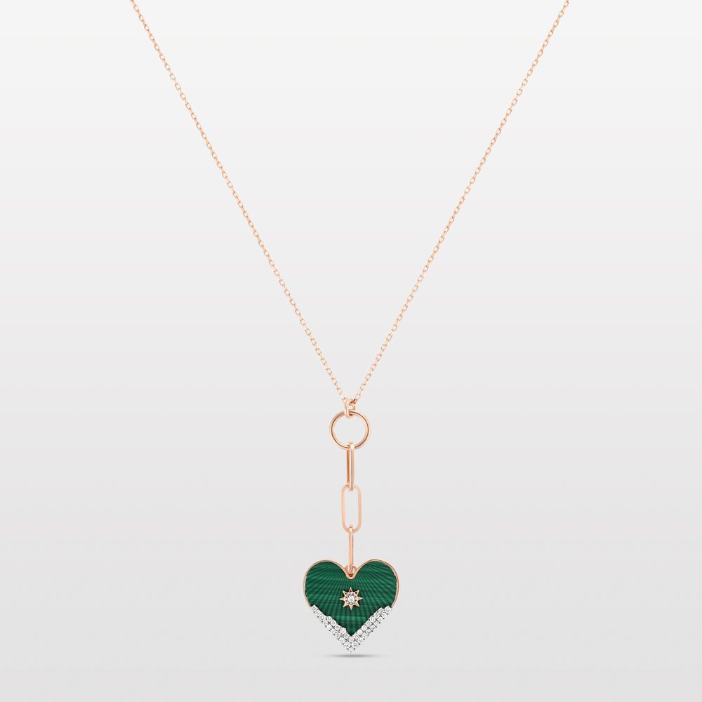 Heart Coded Necklace with Malachite