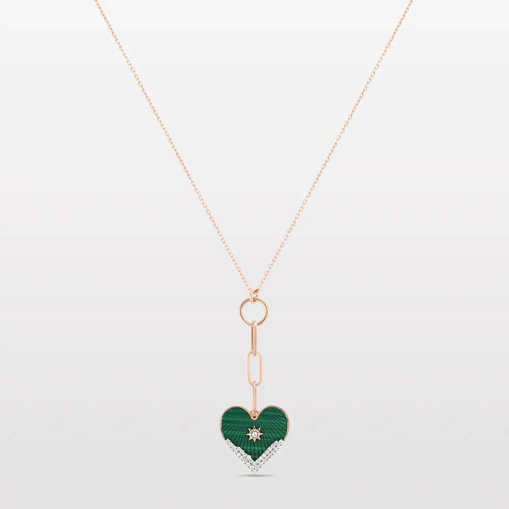 Heart Coded Necklace with Malachite