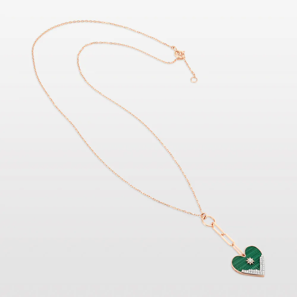 Heart Coded Necklace with Malachite