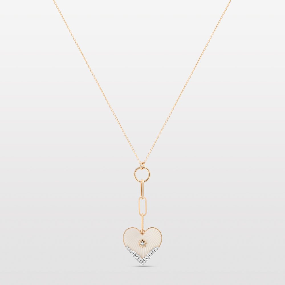 Heart Coded Necklace with Mother of Pearl