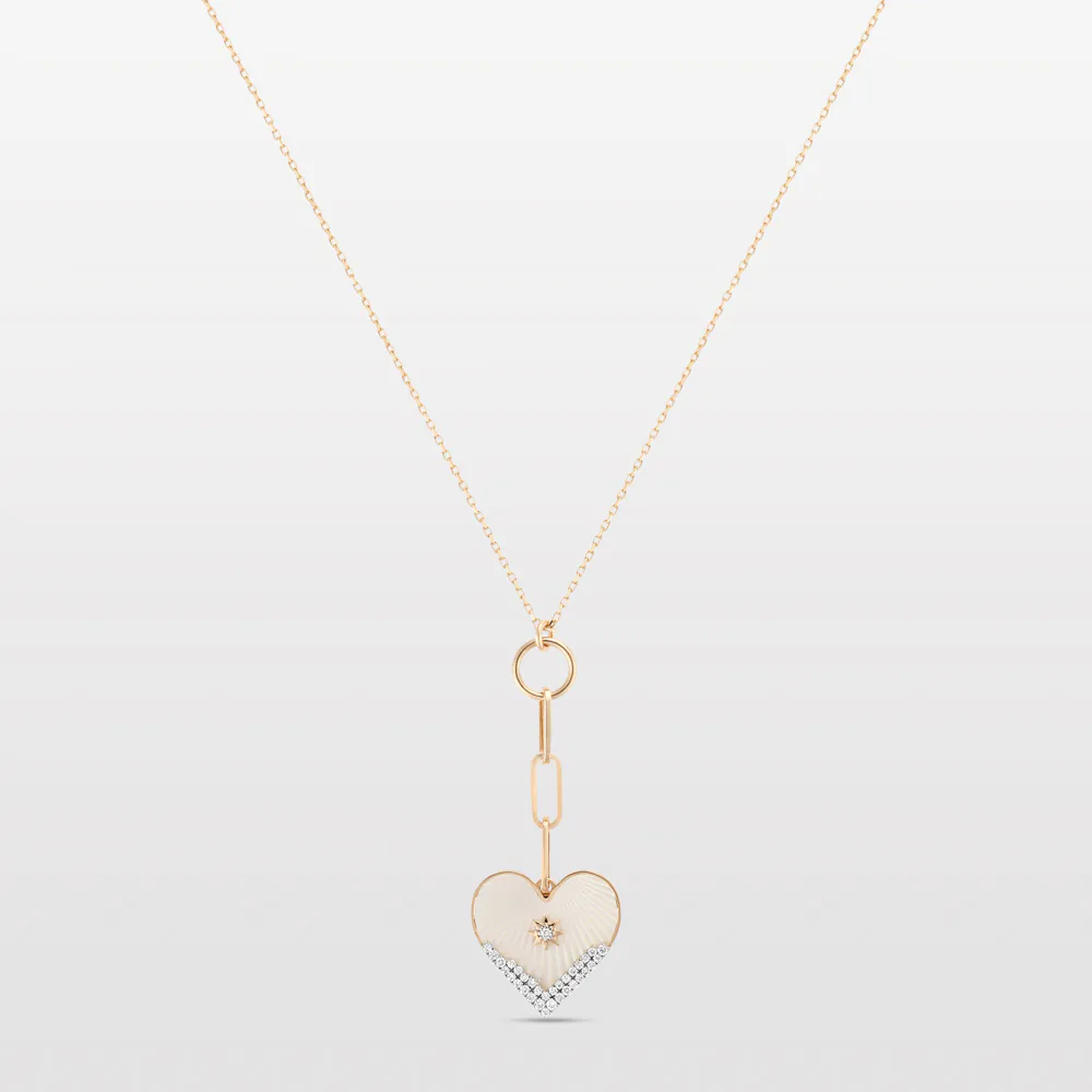 Heart Coded Necklace with Mother of Pearl
