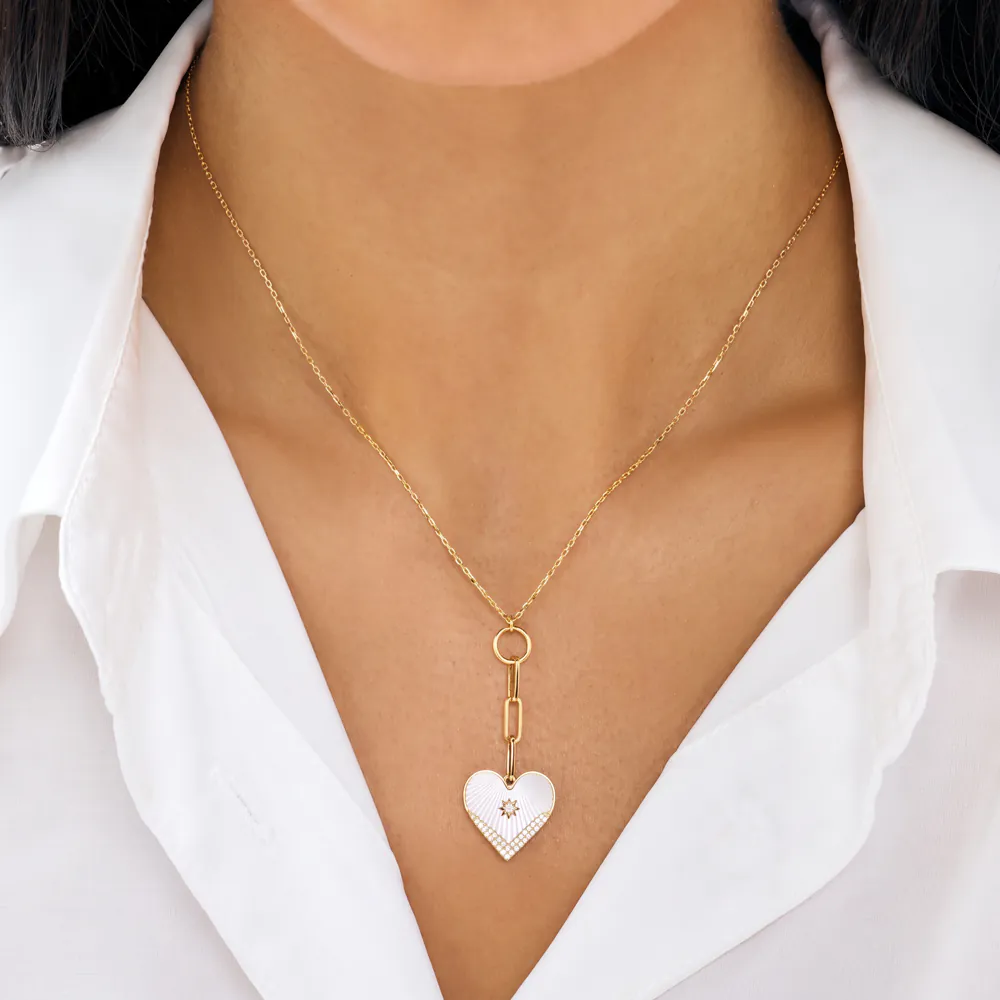 Heart Coded Necklace with Mother of Pearl